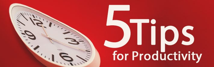"5 Tips for Productivity" warpped clock