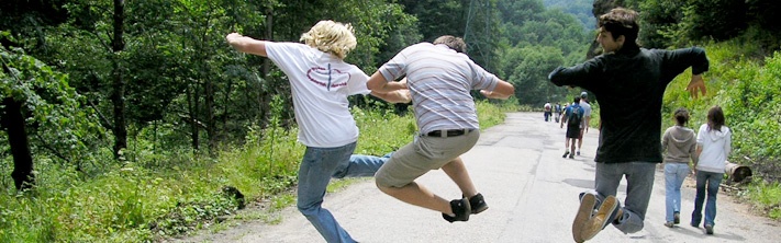 3 best friends jumping for joy