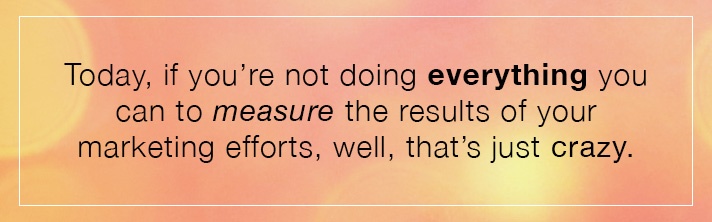 Today, if you’re not doing everything you can to measure the results of your marketing efforts, well, that’s just crazy.