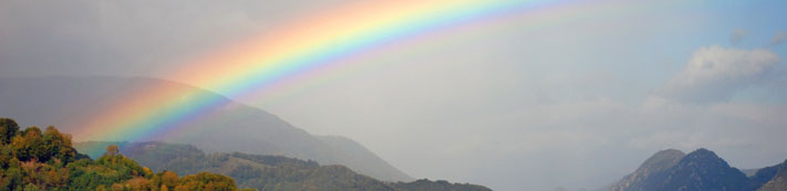 Rainbow over mountains